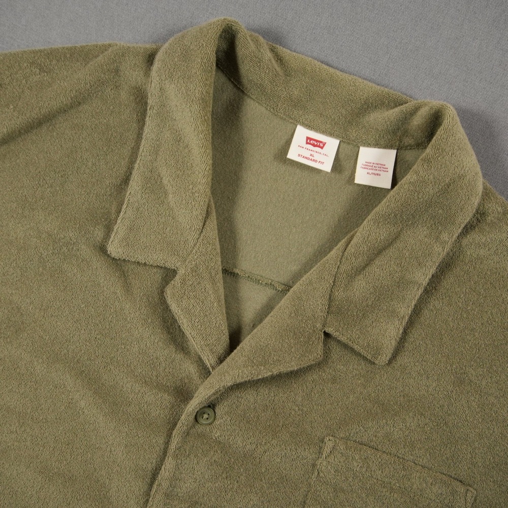 Levi's Terry Cloth Camp Collar Vacation Beach Retro Summer Resort Men Shirt XL